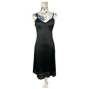 Vintage JCPenney‎ Black Nylon Full Slip Lingerie Dress Size 34 Antron Nylon